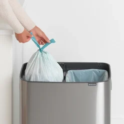 Brabantia Bo touch bin 2x30 L, Mat-geborsteld staal< Prullenbakken