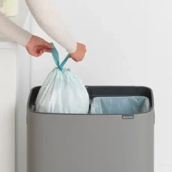 Brabantia Bo touch bin 2x30 L, Mineral concrete grey< Prullenbakken