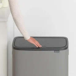 Brabantia Bo touch bin 2x30 L, Mineral concrete grey< Prullenbakken