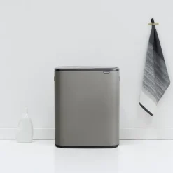 Brabantia Bo touch bin 2x30 L, Mineral concrete grey< Prullenbakken