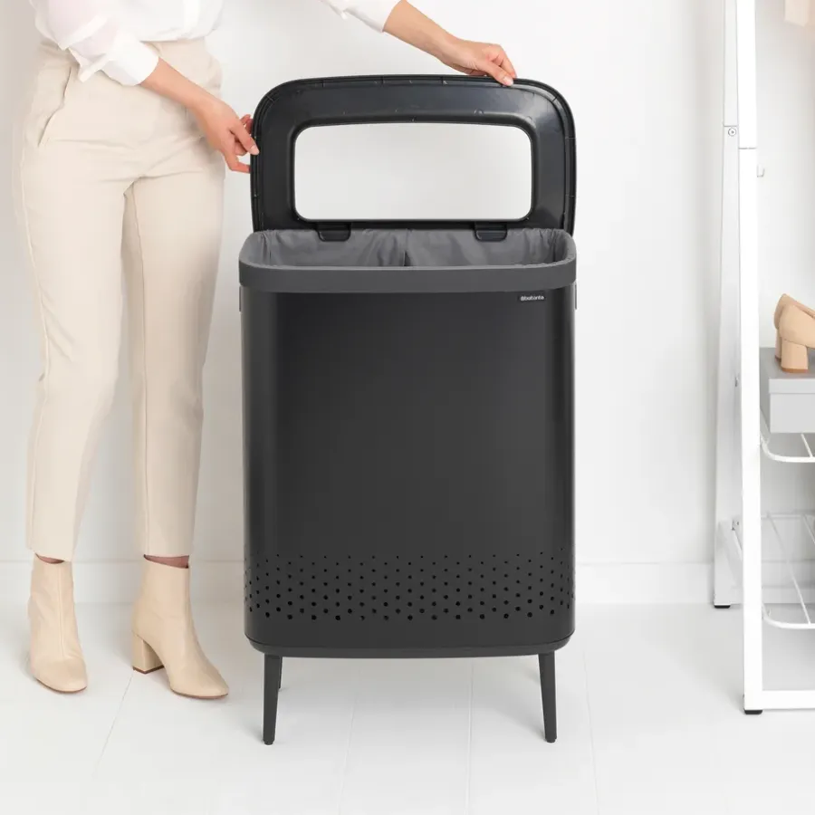 Brabantia Bo wasmand high 2x45 L, Matzwart< Wasmanden