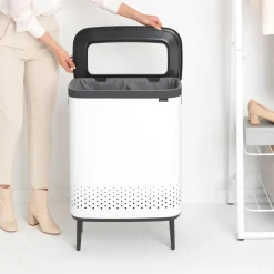 Brabantia Bo wasmand high 2x45 L, Wit< Wasmanden