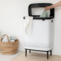 Brabantia Bo wasmand high 2x45 L, Wit< Wasmanden