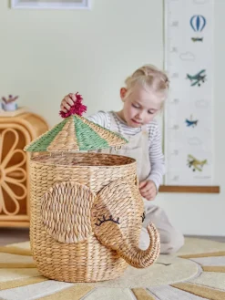 Bloomingville Bobo mand met deksel 35x50 cm, Natuur< Opbergmanden|Opbergoplossingen Voor De Kinderkamer