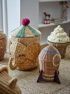 Bloomingville Bobo mand met deksel 35x50 cm, Natuur< Opbergmanden|Opbergoplossingen Voor De Kinderkamer