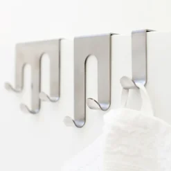 Bosign single J-haak 2-pack, Geborsteld staal< Haken & Hangers