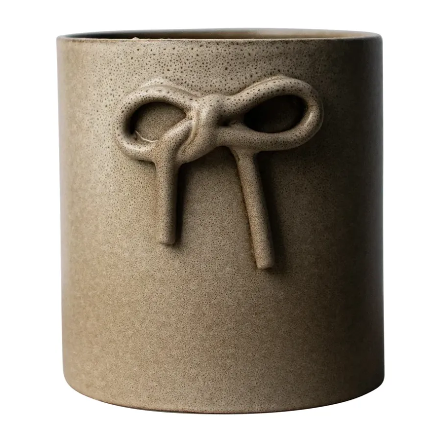 DBKD Bow pot Ø14 cm, Beige< Kerstdecoraties