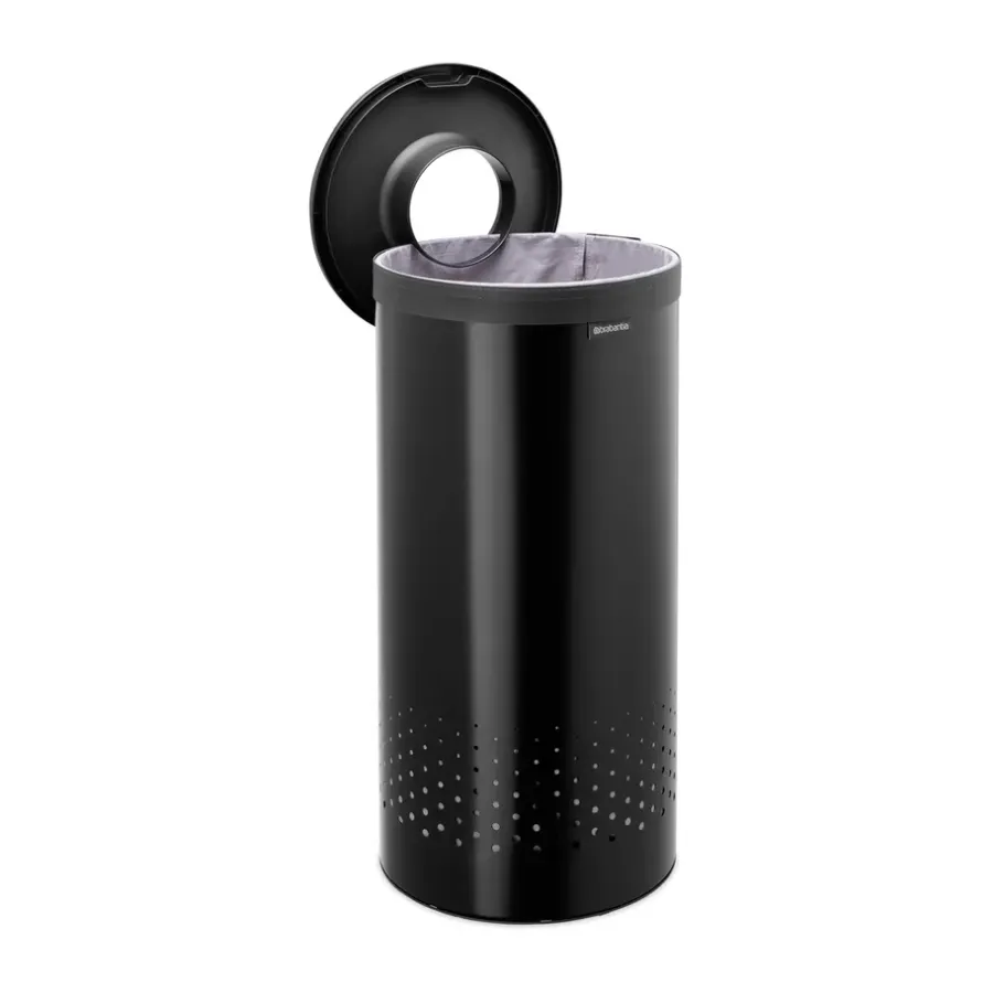 Brabantia wasbox met kunststof deksel 35 L, Matzwart< Wasmanden