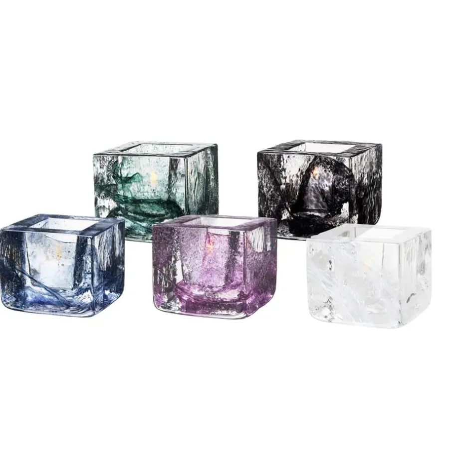 Kosta Boda Brick theelicht houder, blauw< Kaarsenhouders & Kaarsenborden