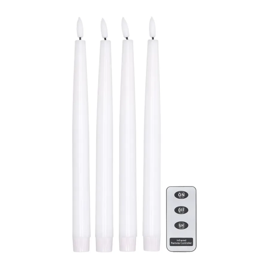 Scandi Essentials Bright ledkaarsen 28,5 cm 4-pack met afstandsbediening, Wit< Led-Kaarsen