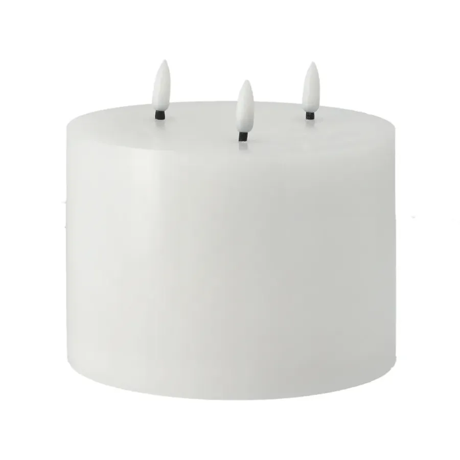 Scandi Essentials Bright Melt blokkaars LED met 3 lonten 13 cm, Wit< Led-Kaarsen