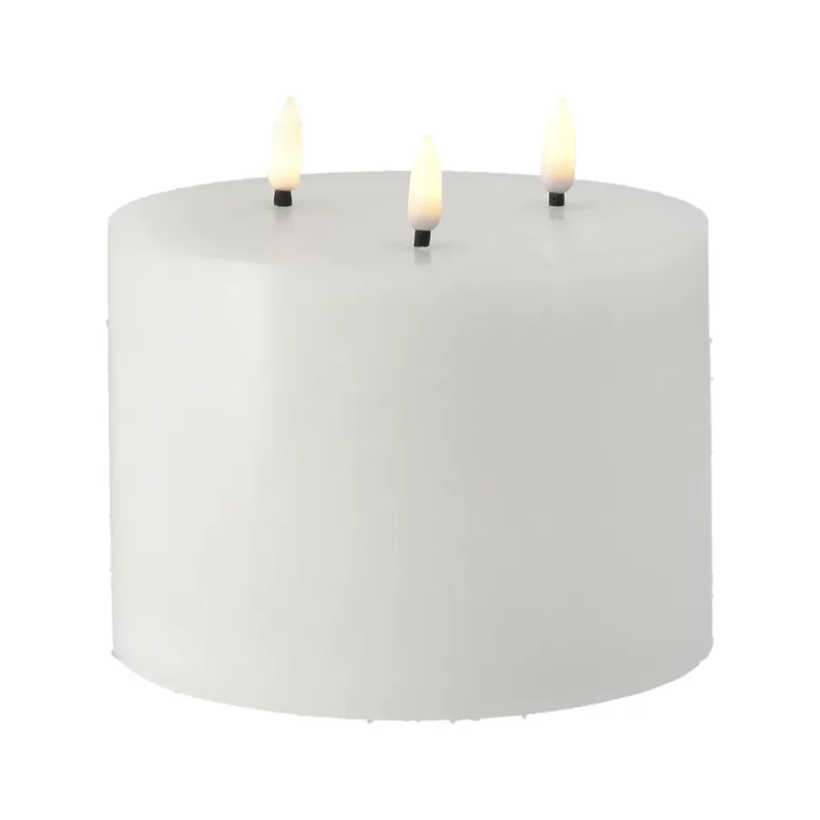 Scandi Essentials Bright Melt blokkaars LED met 3 lonten 13 cm, Wit< Led-Kaarsen