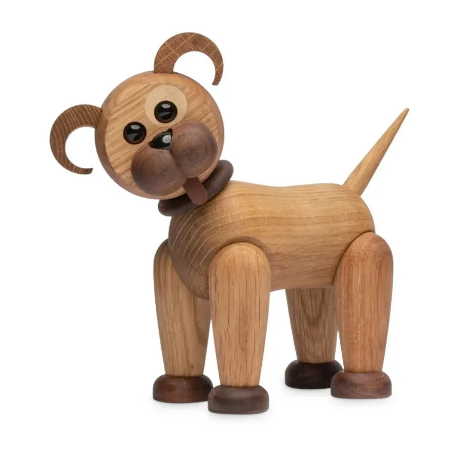 Spring Copenhagen Buddy Hond decoratie 20,5 cm, Eik< Houten Beelden