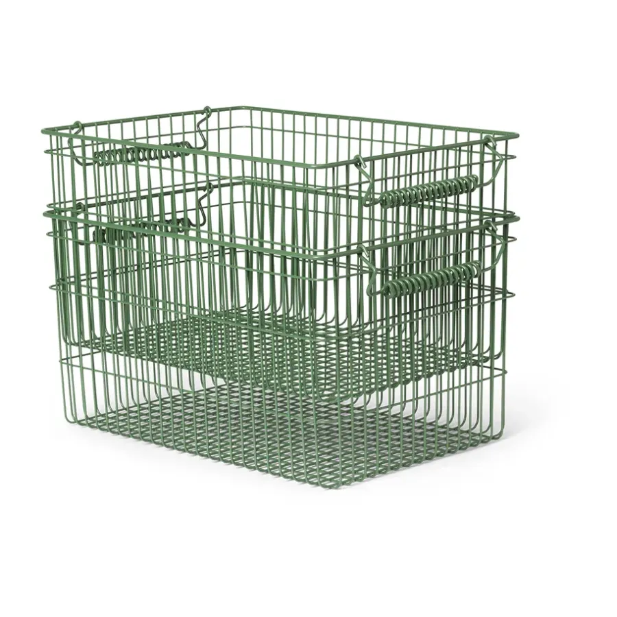 Ferm Living Cala stapelbare mand 2-pack, Verdant green< Opbergmanden