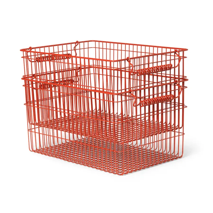 Ferm Living Cala stapelbare mand 2-pack, Poppy red< Opbergmanden