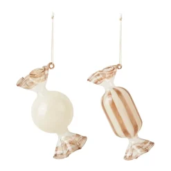 Broste Copenhagen Candy kerstboomhanger glas 2-delig, Crème< Kerstdecoraties