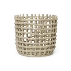 Ferm Living Ceramic gevlochten mand Ø23,5 cm, Cashmere< Opbergmanden