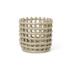 Ferm Living Ceramic gevlochten mand Ø16 cm, Cashmere< Opbergmanden