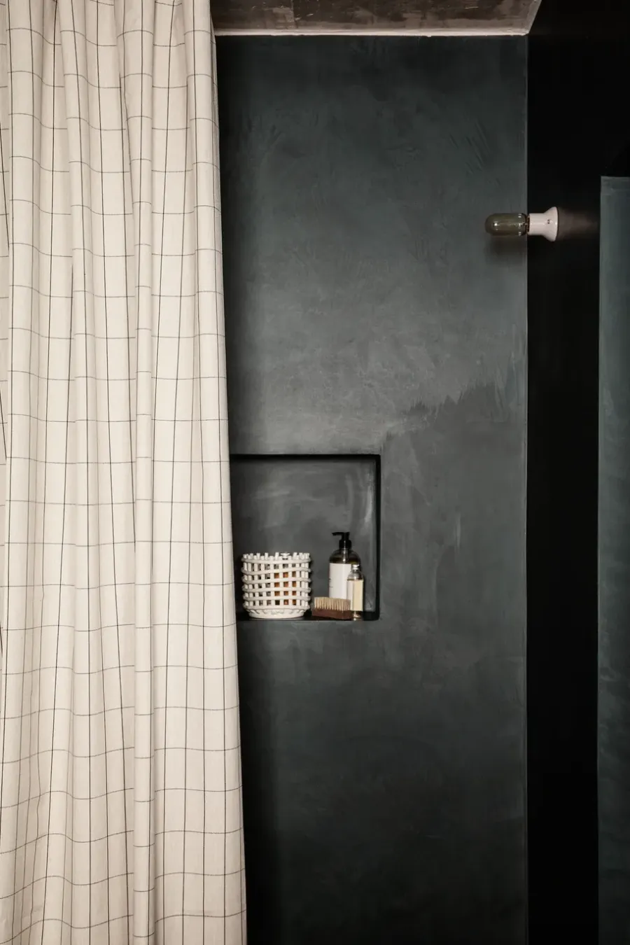 Ferm Living Chambray douchegordijn, Geruit< Douchegordijnen