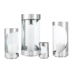 Georg Jensen Chrome contours hurricane kaarsenhouder 22 cm, Roestvrij staal< Kaarsenhouders & Kaarsenborden