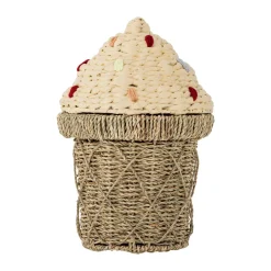 Bloomingville Cillie mand met deksel 28x41 cm, Natuur< Opbergmanden|Opbergoplossingen Voor De Kinderkamer