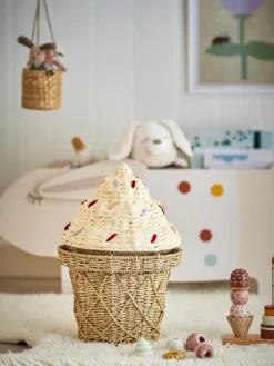 Bloomingville Cillie mand met deksel 28x41 cm, Natuur< Opbergmanden|Opbergoplossingen Voor De Kinderkamer