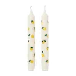Broste Copenhagen Citroen kronkaars 2-pack, White-geel< Kaarsen