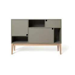 Zweed Citti 6x3 kast, Mole grey-onderstel in matgelakt eikenhout< Kasten & Vitrines