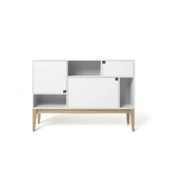 Zweed Citti 6x3 kast, white, onderstel in matgelakt eikenhout< Kasten & Vitrines