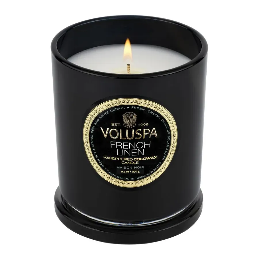 Voluspa Classic Maison Noir geurkaars 60 uur, French Linen< Geurkaarsen & Aroma Diffusers