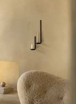 Audo Copenhagen Clip waxinelichtjeshouder wand 20 cm, Zwart< Kandelaars