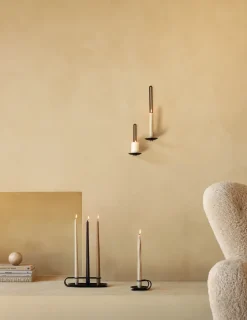 Audo Copenhagen Clip waxinelichtjeshouder wand 20 cm, Zwart< Kandelaars