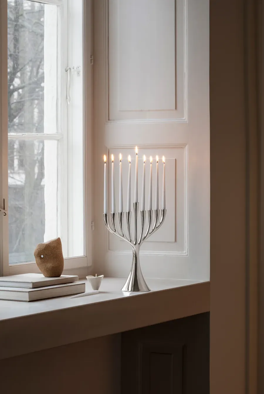Georg Jensen Cobra Hanukkah kaarsen 18-pack, Wit< Kaarsen