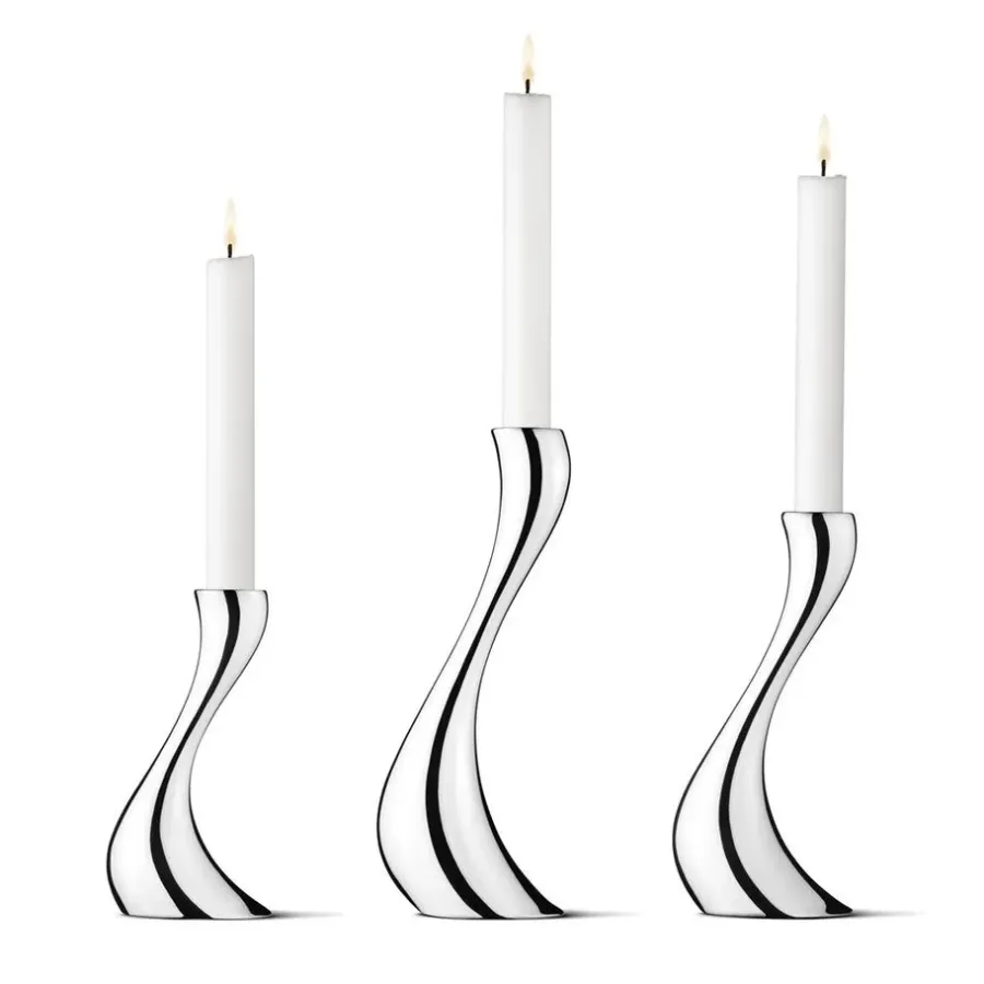 Georg Jensen Cobra kaarsenhouder 3-stuks, roestvrij staal< Kandelaars
