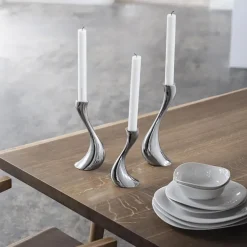 Georg Jensen Cobra kaarsenhouder 3-stuks, roestvrij staal< Kandelaars