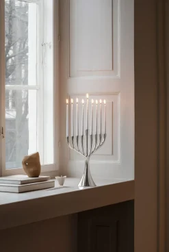 Georg Jensen Cobra menora negenarmige kandelaar, Roestvrij staal< Kandelaars