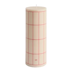 HAY Column Candle blokkaars large 25 cm, Off white-red grid check< Kaarsen