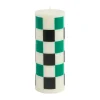 HAY Column Candle blokkaars medium 20 cm, Off white-green-black check< Kaarsen