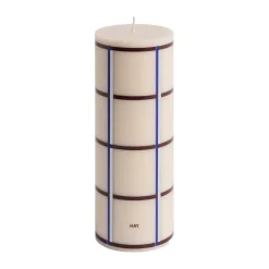 HAY Column Candle blokkaars medium 20 cm, Off white-bordeaux-blue-silver< Kaarsen