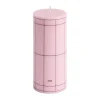 HAY Column Candle blokkaars small 15 cm, Light pink-bordeaux grid< Kaarsen