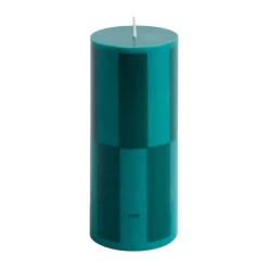 HAY Column Candle blokkaars small 15 cm, Green-dark green large check< Kaarsen