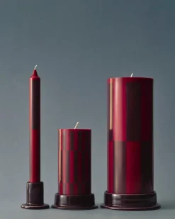 HAY Column Candle blokkaars small 15 cm, Wine-bordeaux< Kaarsen