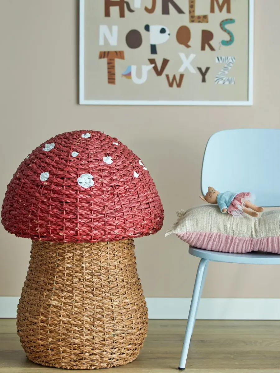 Bloomingville Corintha opbergmand met deksel Ø43x61 cm, Rood< Opbergmanden|Opbergoplossingen Voor De Kinderkamer