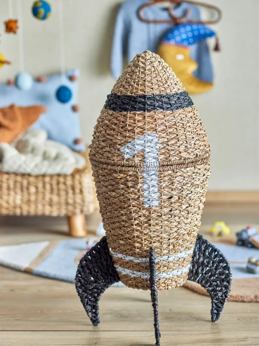Bloomingville Cosmina opbergmand met deksel Ø40x68,5 cm, Natuur< Opbergoplossingen Voor De Kinderkamer|Opbergmanden