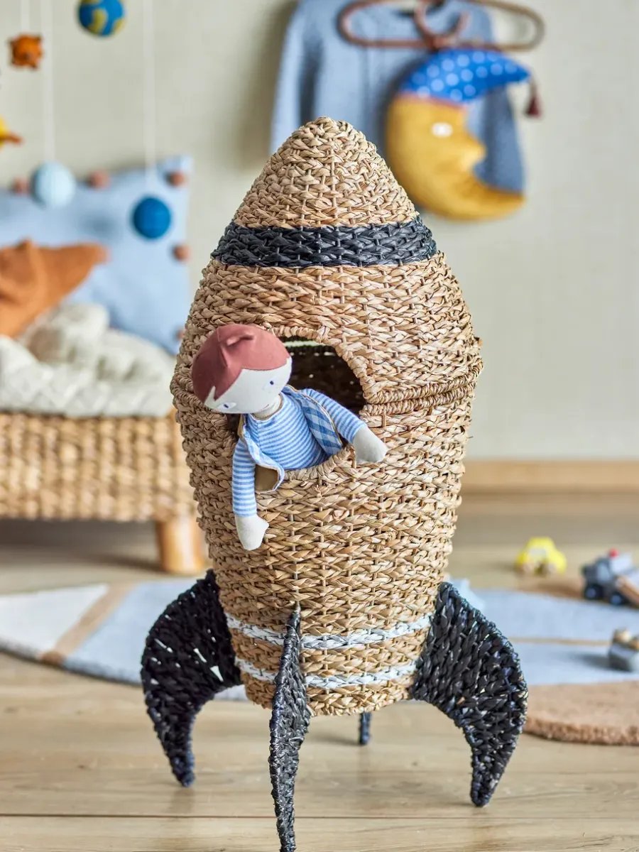 Bloomingville Cosmina opbergmand met deksel Ø40x68,5 cm, Natuur< Opbergoplossingen Voor De Kinderkamer|Opbergmanden