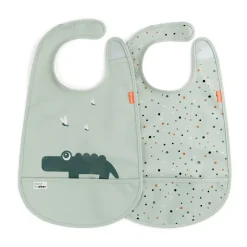 Done by deer Croco slabbetje met klittenband 2-pack, Green< Kinderkamer Interieuraccessoires|Kinderkamer Interieuraccessoires