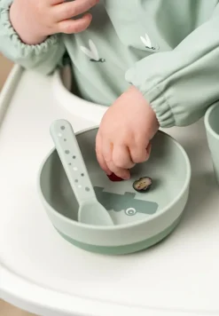 Done by deer Croco slabbetje met mouw, Groen< Kinderkamer Interieuraccessoires|Kinderkamer Interieuraccessoires