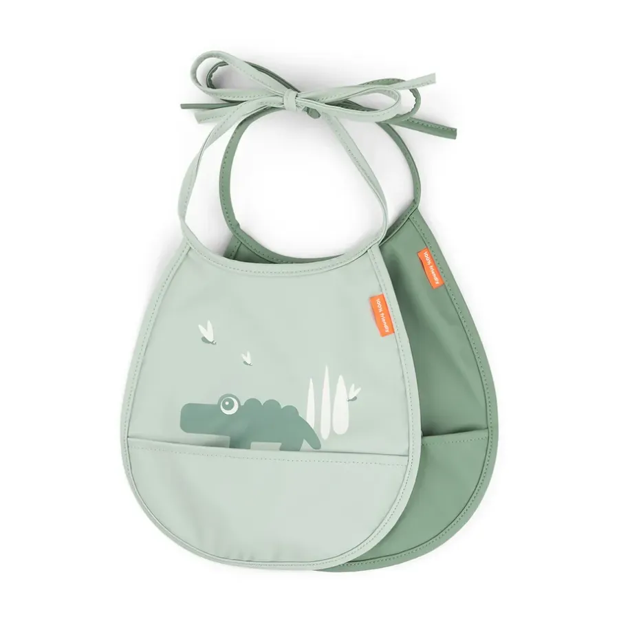Done by deer Croco Tiny slabbetje 2-pack, Green< Kinderkamer Interieuraccessoires|Kinderkamer Interieuraccessoires