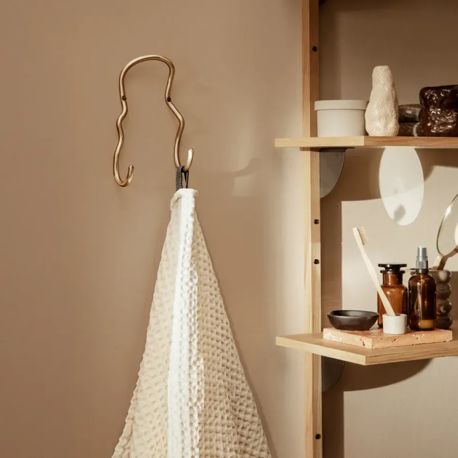 Ferm Living Curvature haak dubbel, Messing< Haken & Hangers