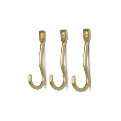 Ferm Living Curvature haak 3-pack, Messing< Haken & Hangers